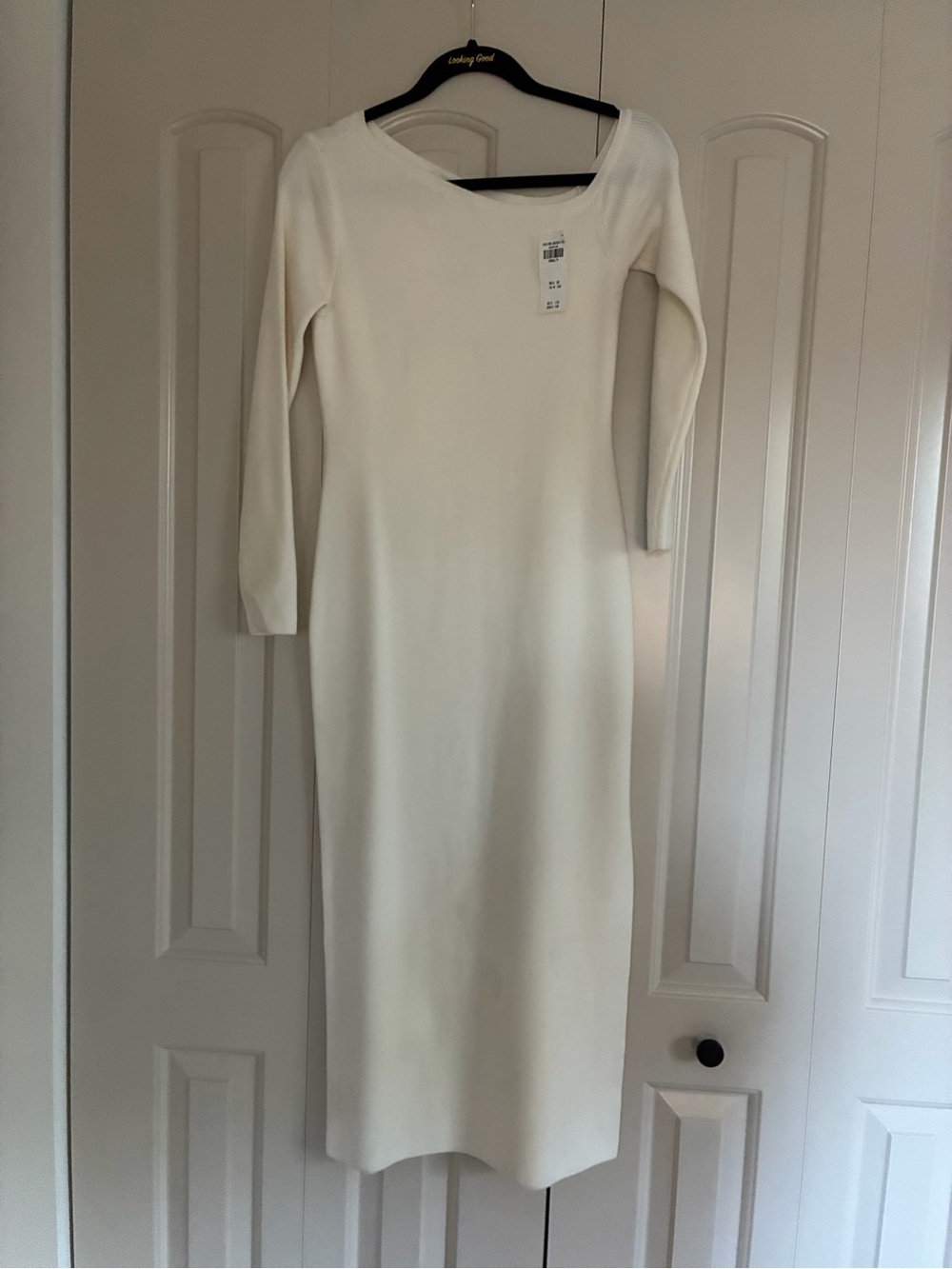 Abercrombie & Fitch Cream Long Sleeve Midi Dress